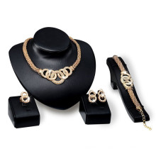 Five-ring shape set 18K gold plated alloy designers wedding bridal jewelry set luxury